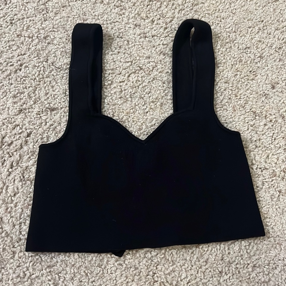 Urban Outfitters Black Tied Back Crop Top Sz M